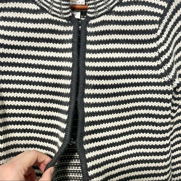 Talbots Gray White Stripe Wool Angora Rabbit Hair Cardigan - Picture 6 of 9